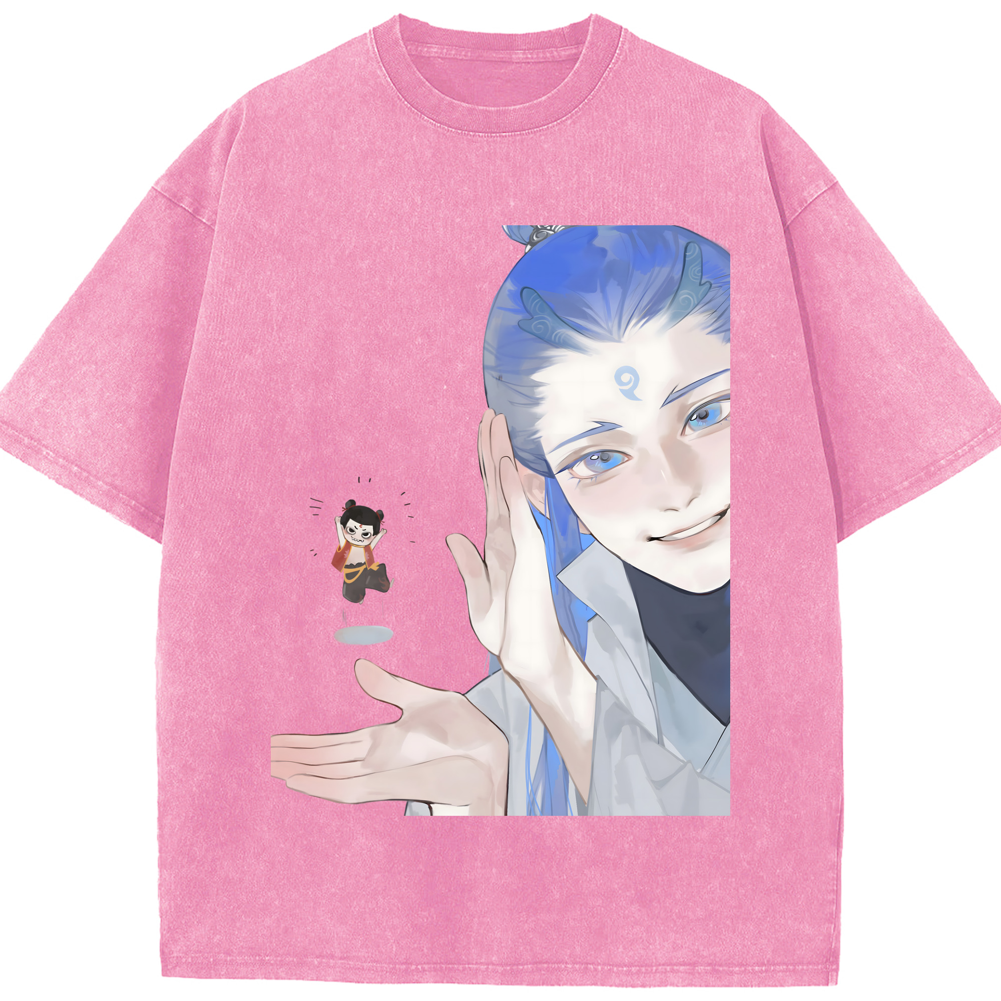 （画像用） Ne Zha 2 ナタ 魔童の大暴れ 綿100% ヴィンテージ風 半袖Tシャツ（フロントプリント）